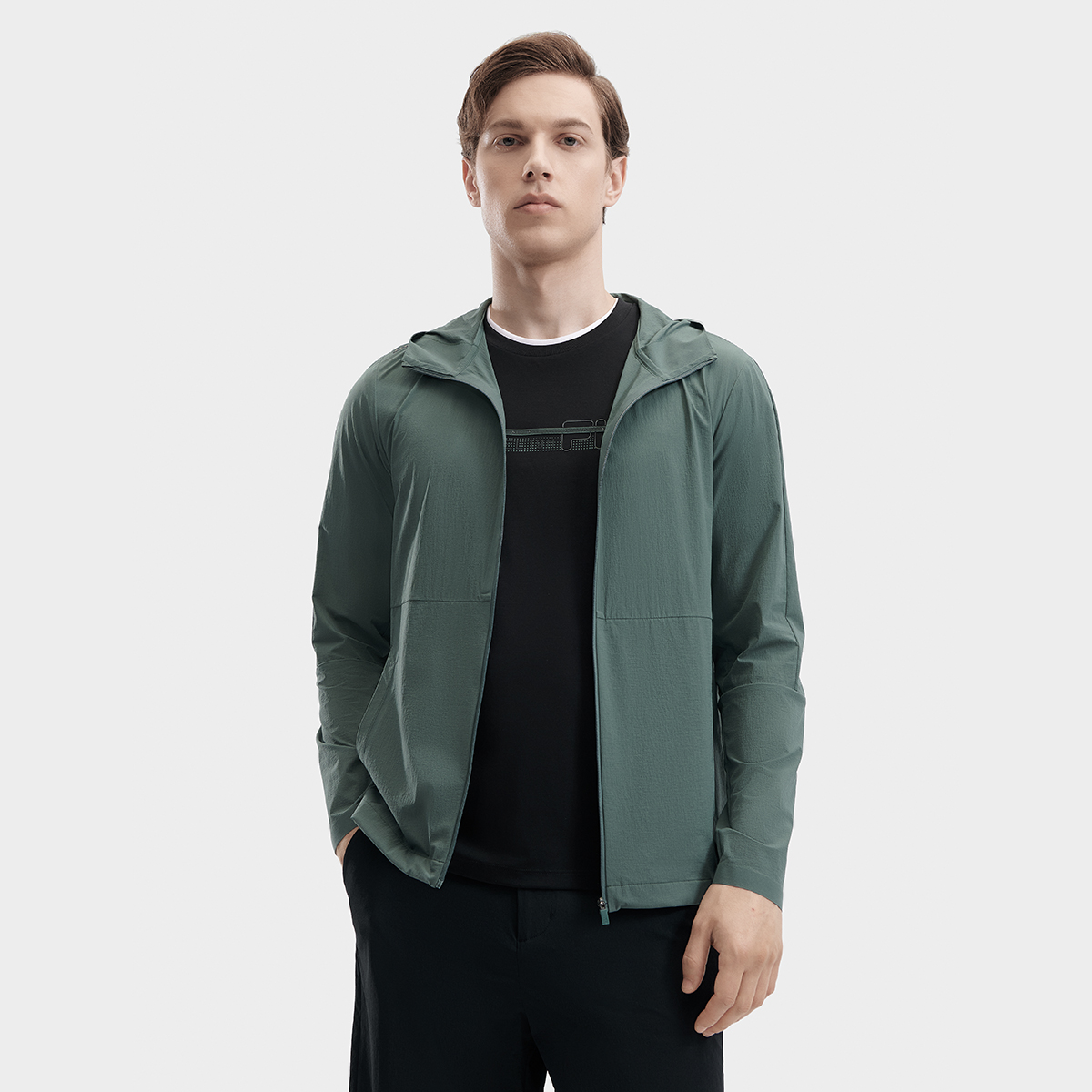 Men's high-end business thin hooded woven jacket