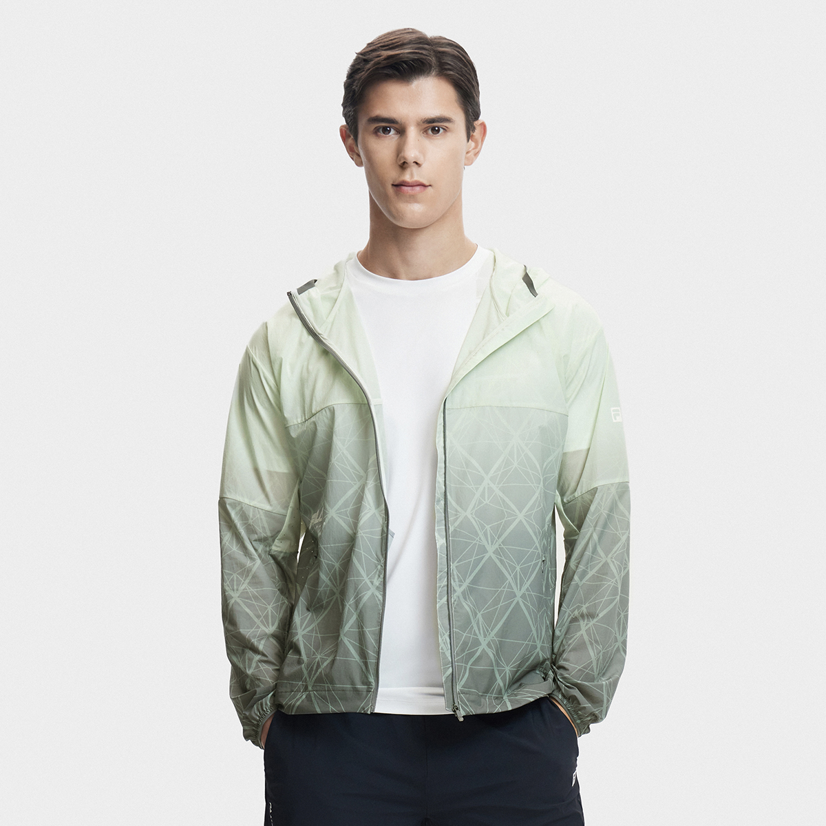 Men's off-court workout full gradient short-sleeved jacket