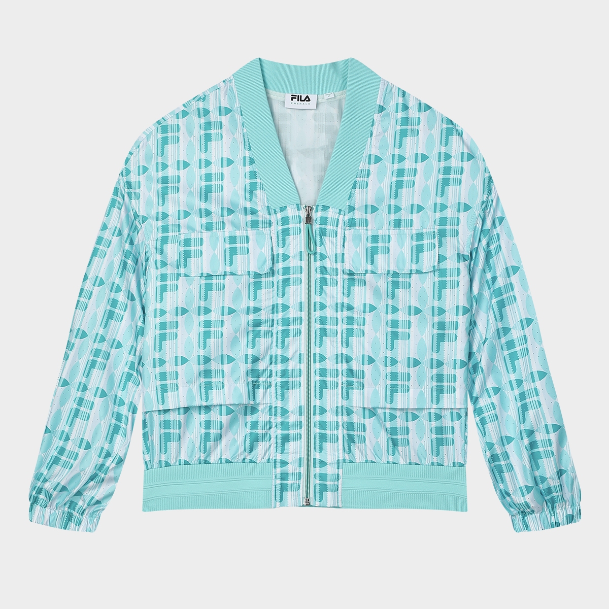 FILA EMERALD Women's fashion casual full print V-neck woven coat