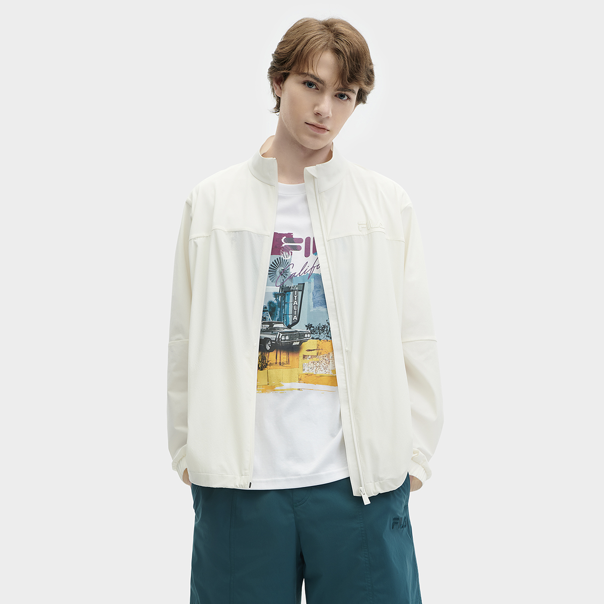 Men's lightweight cool suntan woven jacket