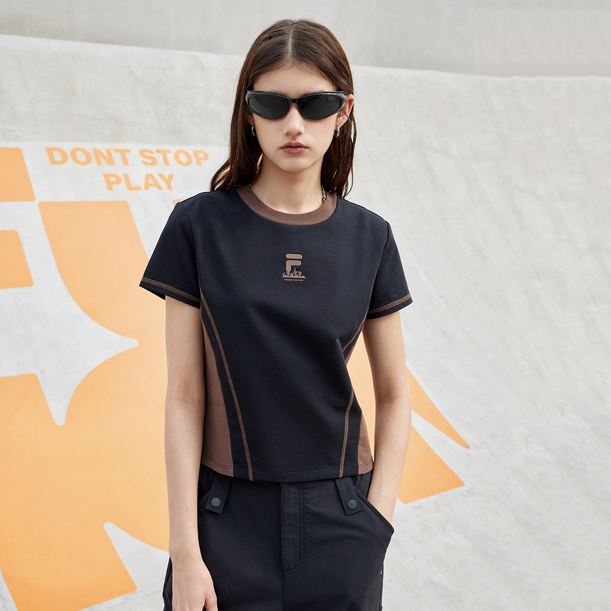 Women's fashion sports slim short sleeve T-shirt