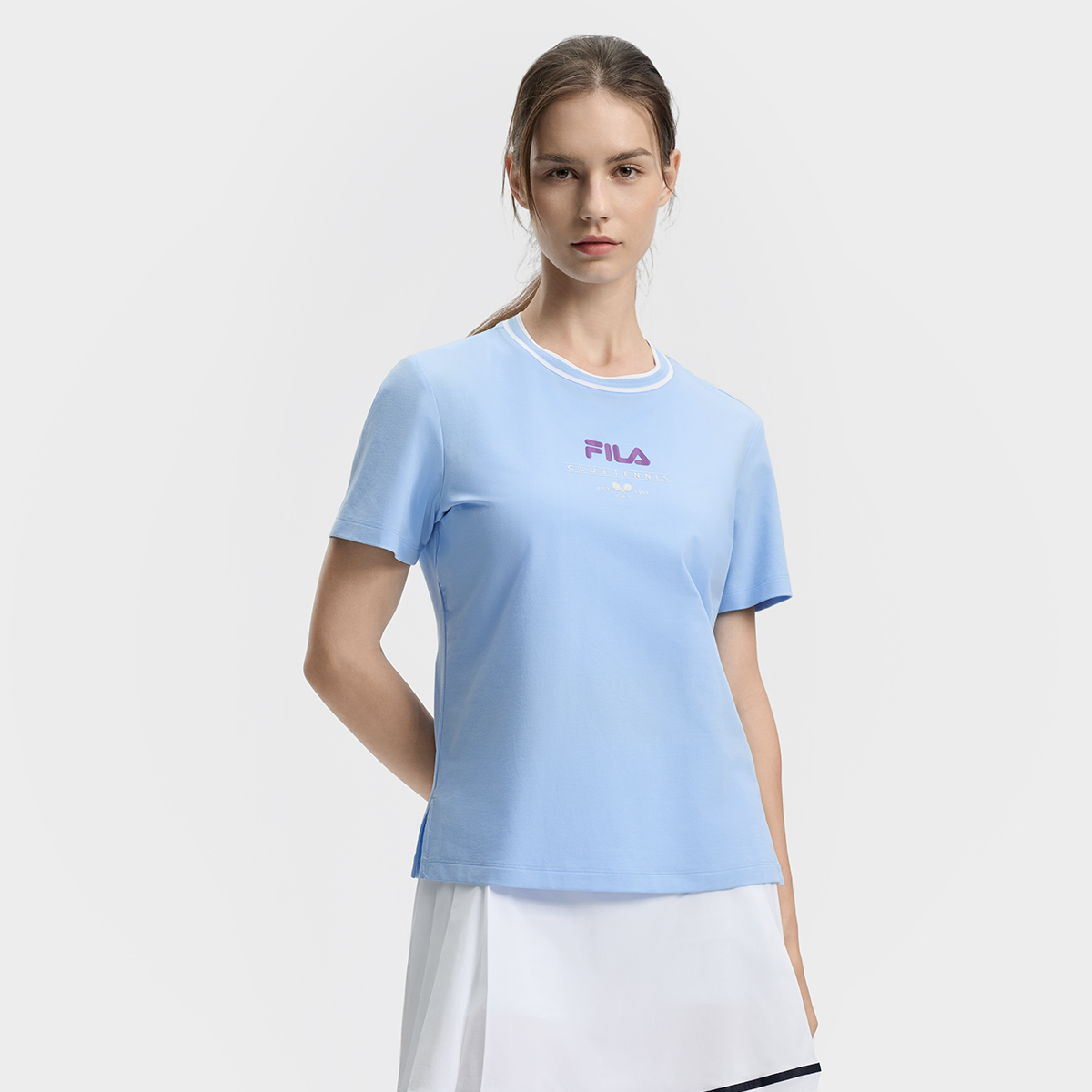 Women's tennis court short-sleeved T-shirt with round neck