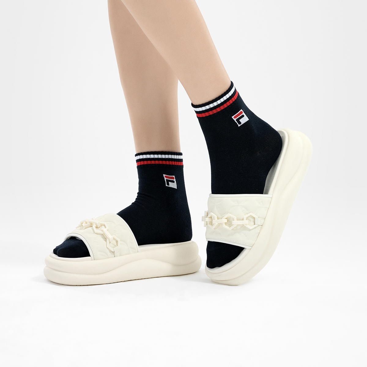 FILA SPONGE Dolphin shoes Women's stylish casual vintage slippers