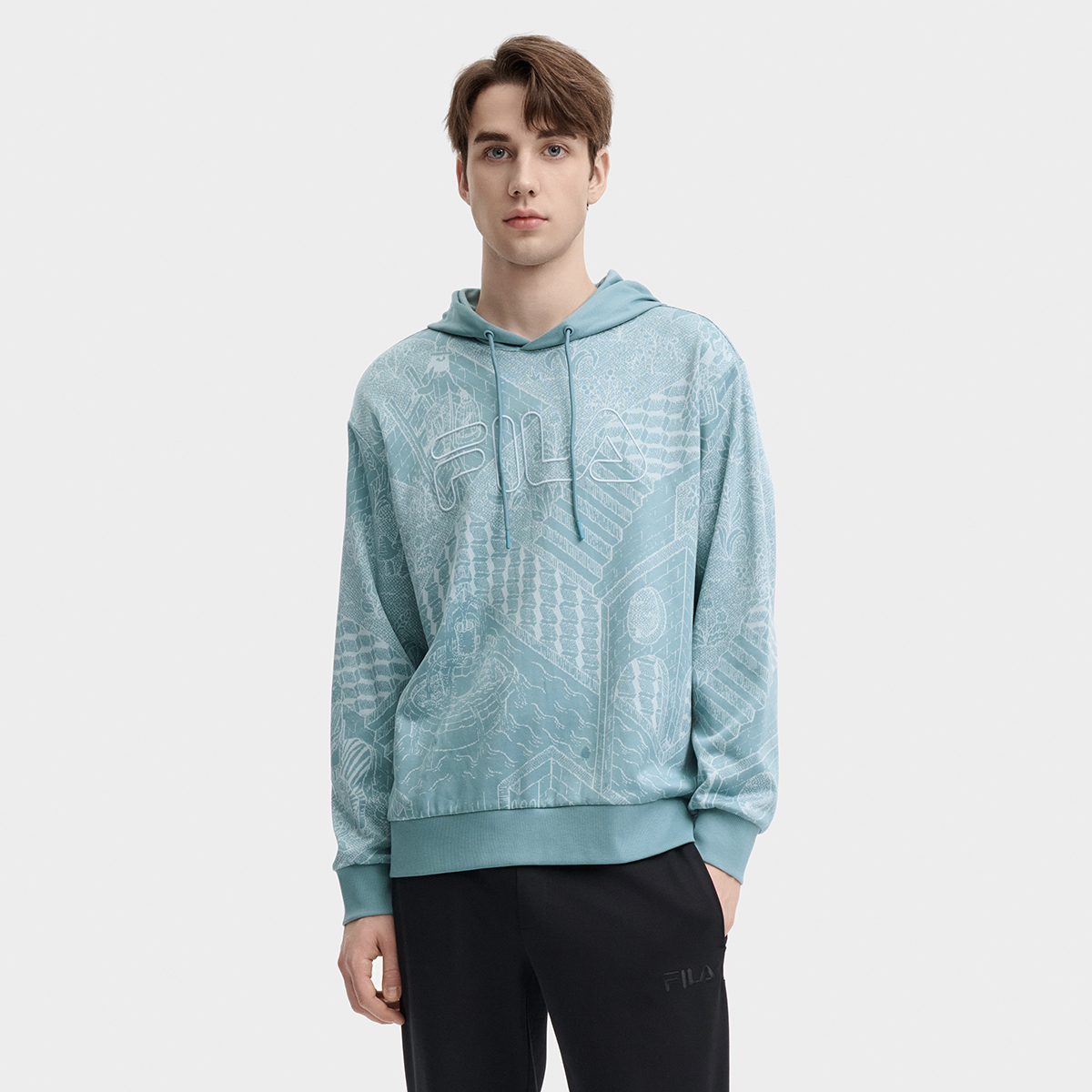 Men's fashion casual full print cotton hoodie